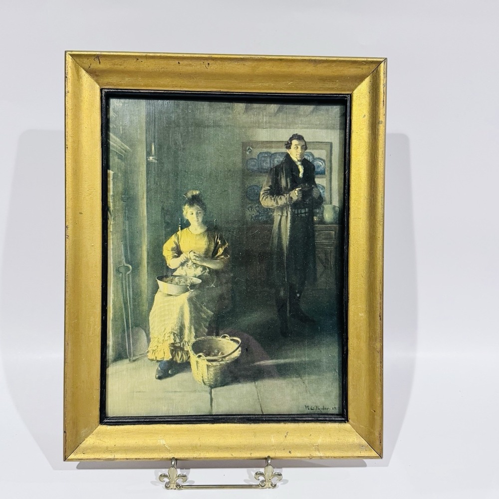 "The Courtin" by William Ladd Taylor Framed Signed 1912 Painting 12" x 8.5"
